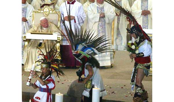 John Paul II observing Aztec dances